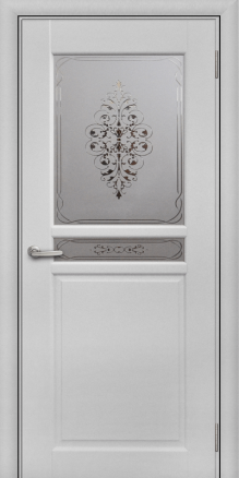 Дверь из массива Квадро Эмаль белая Стекло с рисунком Люкс - фото 1